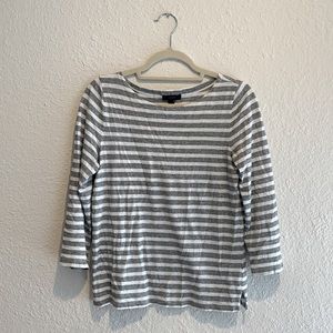 Grey and white stripe J. Crew 3/4 length tee (Sz S)